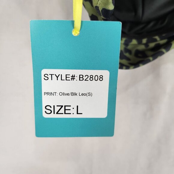 NWT Marina West Two Piece Swimsuit Women's L Olive Black Leopard Bikini UPF 50 - Picture 3 of 13